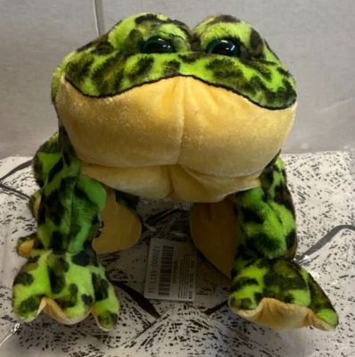 WEBKINZ Bullfrog LIL' KINZ Plush Stuffed Animal Toy GANZ HS114 Green Black - Image 1 of 3