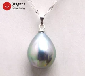 Collar colgante de perlas con caparazón de mar de 12*16 mm con gota gris mar para mujer de 16 - Imagen 1 de 6