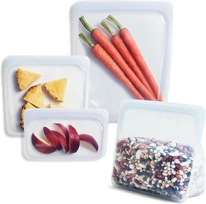 Versatile 4-Pack Silicone Food Storage Bags - Leakproof, Eco-Friendly & Reusable - Picture 1 of 10