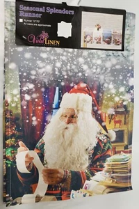 Long Printed Table Runner, 12"x70", CHRISTMAS, WINTER,SANTA WITH A RECEIPT, VL - Picture 1 of 7