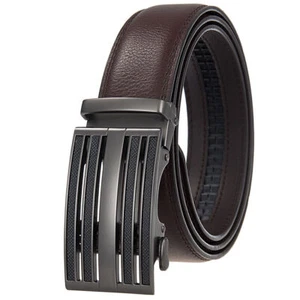 HJones Business Men's Leather Belt Automatic Buckle Belt Ratchet Strap Gift New - Picture 1 of 4