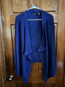 Moda International Open Asymmetrical Front Cardigan XL Cashmere Blend Blue - Picture 1 of 5