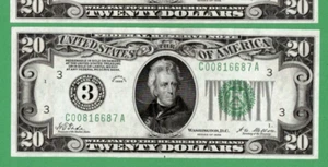 2nd of 2, 1928 $20 FR. 2050 C Federal Reserve Note Philadelphia FRN No 3 - Picture 1 of 2