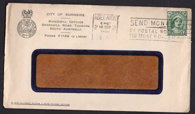 16 SEP 1950, ADELAIDE, S.A. postmark with Elizabeth 1½d  stamp on cover - Image 1 of 3