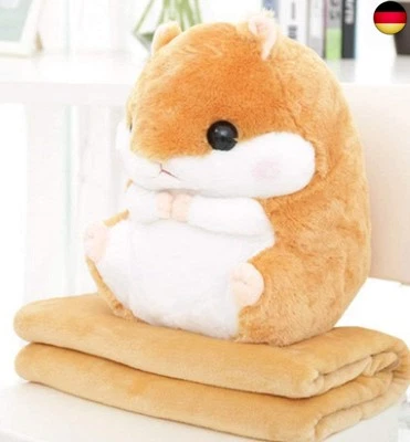 YunNasi 2 in 1 Hamster Kuscheltier Plüschtier Hamster Kissen mit Kuscheldecke  - Bild 1 von 4