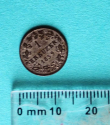 1859 Germany 1 Kreuzer Silver Coin Württemberg KM# 600 See Pics - Image 1 of 2