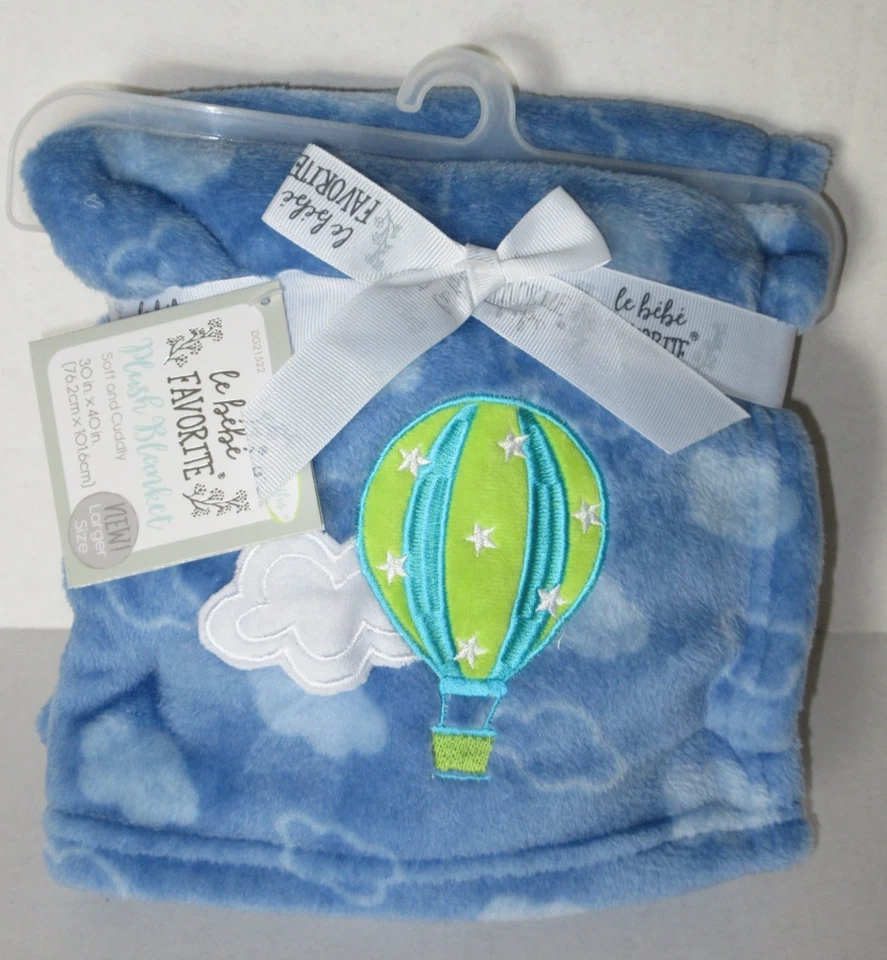 Le Bebe Favorite Blue Fleece Baby Blanket Roads Red Car 30" "