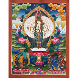 Arte Avalokiteshvara Thangka, Avalokitesvara Thanka, Guanyin - Imagen 1 de 9