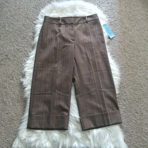 Antonio Melani Women's Size 8 Dress Pants Cropped and Cuffed Leg Brown NWT - Picture 1 of 6