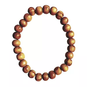 Natural Wooden Round Bead Bracelet Tribal Mens Womens Beach on Elastic Cord - Picture 1 of 2