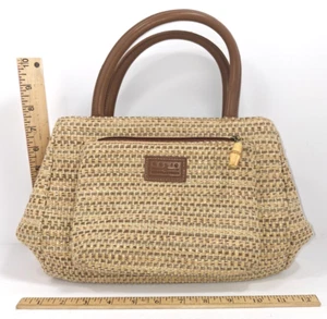 Relic Preowned Woven Rattan Medium Tan Double Strap 12" x 9" Handbag - Picture 1 of 6