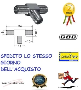 ADATTATORE SDOPPIATORE CONNETTORE F ANTENNA DIGITALE TERRESTRE SAT - Foto 1 di 1