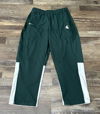 Michigan State Spartans On Field Mens Green Warm Up Pants Size 3XL Gently Used Cover