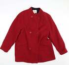 EWM Womens Red Overcoat Coat Size 16 Button