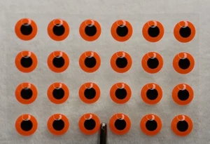 24 FLUORESCENT ORANGE 3D Soft Molded 1/4" 6mm Eyes Fly Tying Lures - Picture 1 of 1