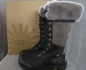 UGG Australia 1001786 Adirondack Tall Black Leather Boots Shoes US 6 EUR 37 NWB - Picture 1 of 9