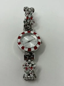 Christmas Candy Canes Women's Silver Cuff Band Analog Watch Working - Picture 1 of 5