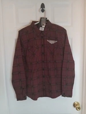 Новый Harley Davidson женщин Sz средний красный клетку кнопка спереди рубашка блузка - Изображение 1 из 4