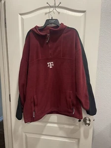 Starter Texas A&M Aggies Burgundy Embroideried 1/4 Zip Fleece Mock Neck Size L - Picture 1 of 7