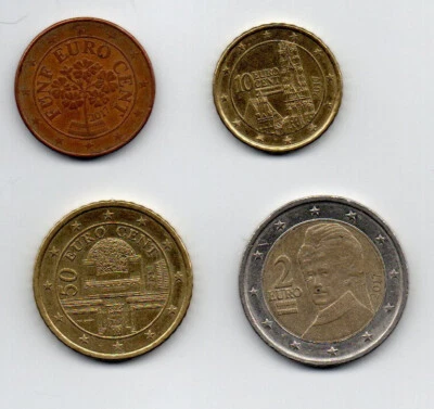 Autriche 2017, 6 pièces coins : 5 + 10 + 20 cents, 50 cents, 1 euro, 2 euros, - Photo 1/2