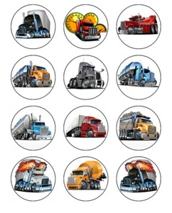 Truck Edible Cupcake Toppers Icing Birthday Cake Trucks Decoration (1 Design) - Picture 1 of 2