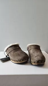 New With Tags Massimo Dutti Clogs In Soft Brown Leather And Shearling Size Eu 35 - Picture 1 of 6