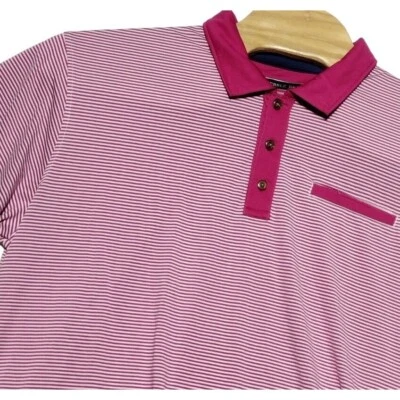 Pebble Beach Polo Shirt Men's Golf Short Sleeve Pink Stripe Size XXL - Image 1 of 4