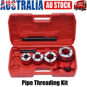 Manual Ratchet Pipe Threader Threading Kit 4 Dies 1/2" 3/4" 1" 1-1/4" BSPT Set - Picture 1 of 11