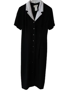 Vintage 80er Miss Dorby Gothic Style Maxikleid Spitzenkragen Matrose Bibliothekar - Bild 1 von 14