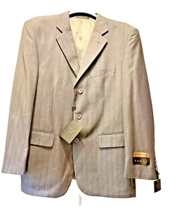 Vinci Couture Suit Jacket Zegna Super 150 Blazier Taupe Italy Mens 34W 40S Gray - Picture 1 of 18