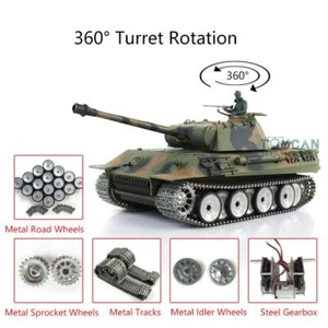 Henglong 1/16 7.0 3819 Panther RTR RC IR Tank 360°Turret W/Metal Tracks Wheels - Picture 1 of 6