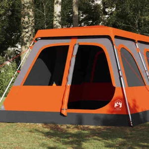 vidaXL Family Tent Dome 10-Person Grey and Orange Quick Release UK - Picture 1 of 11
