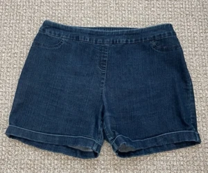 Pantalones Cortos de Jean Suave Envolvente Medianos PullOn Elastizados Tiro Alto Retro Denim Azul XL - Imagen 1 de 5