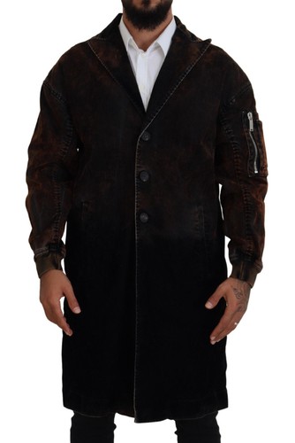 DSQUARED2 Cappotto lungo uomo cotone Dsquared² marrone bottoni completi giacca uomo autentico