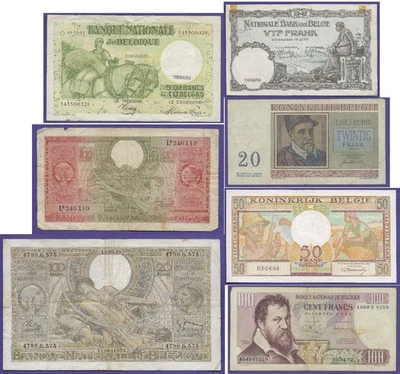 BELGIUM 7 Banknotes issued from 1944 to 1972 - Image 1 of 4