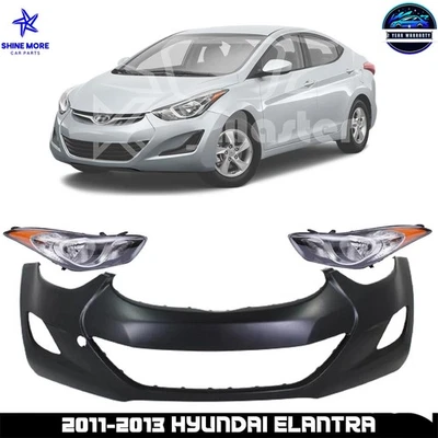 Front Bumper Cover Fascia & Headligt Assembly For 2011-2013 Hyundai Elantra Foto 1 de 4
