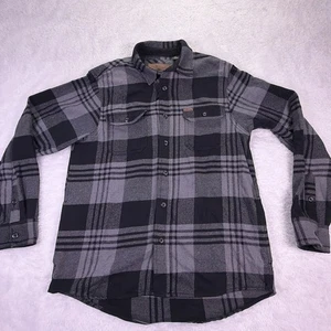 Orvis Heavyweight Flannel Shirt Black & Gray Plaid Men’s Medium Pockets - Picture 1 of 8