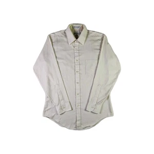 Vintage Striped Dress Shirt 15.5-32 White Single Needle Tailoring Button Up Mens - Picture 1 of 10