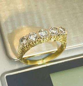 antik schmuck gold 585 Ring mit 5 Brillanten 1,10 Karat - Bild 1 von 9