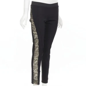 STELLA MCCARTNEY black contour seam sheer lace side stretch legging pants IT38 S - Picture 1 of 10