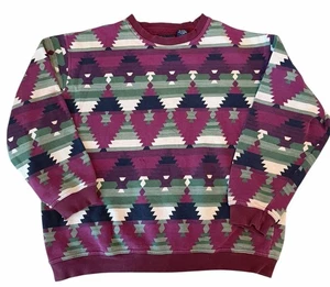 Vintage Roundtree And Yorke Abstract Crewneck Sweatshirt Multicolor Large  - Picture 1 of 4