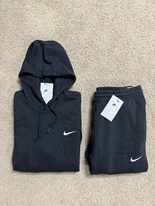 Nike Club Fleece Sweatsuit Hoodie & Sweatpants Set Taper Leg Black Mens New - Picture 1 of 10