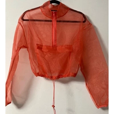 Top corto Forever 21 rojo transparente manga larga pequeño para mujer Foto 1 de 4