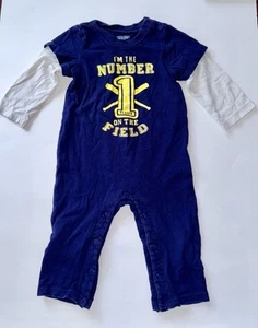 I’m The Number 1 Player On The Field Baseball Baby Junge 12 Monate blau marineblau Baumwolle - Bild 1 von 6