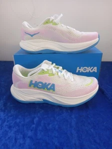 Hoka Rincon 4 Ultra Lightweight Runner Trainers White Pink Womens Size 6 UK New. - Picture 1 of 9