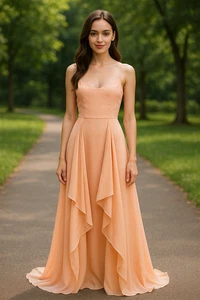 BRAND NEW SILK! - TRUESE PEACH MAXI DRESS SIZE XXS - Bild 1 von 9