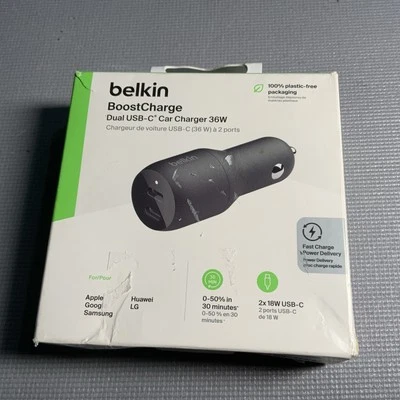 Belkin USB-C PD Car Charger 36W Dual 18W USB-C Power Delivery Car Charger Foto 1 de 3