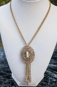 Vintage MIRIAM HASKELL Gold Tone Drop Pearl Necklace -signed - Picture 1 of 5