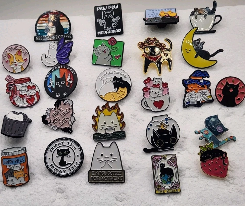 Lote de 25 broches divertidos memes gatito colección regalo lindos y atrevidos de esmalte gato Foto 1 de 4