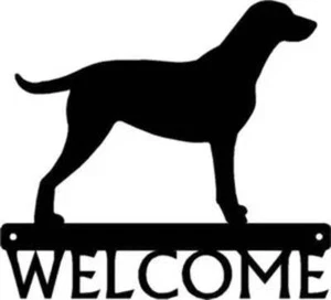 Letrero de bienvenida para perro Retriever recubierto rizado - Hecho en América - Decoración exterior - Imagen 1 de 3